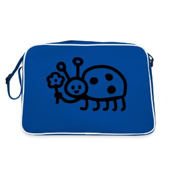 Ladybug - Flower - Line - Retro Bag - blue/white - Back