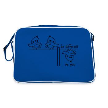 be different be you Vogel - Retro Tasche - Blau/Weiß - Hinten