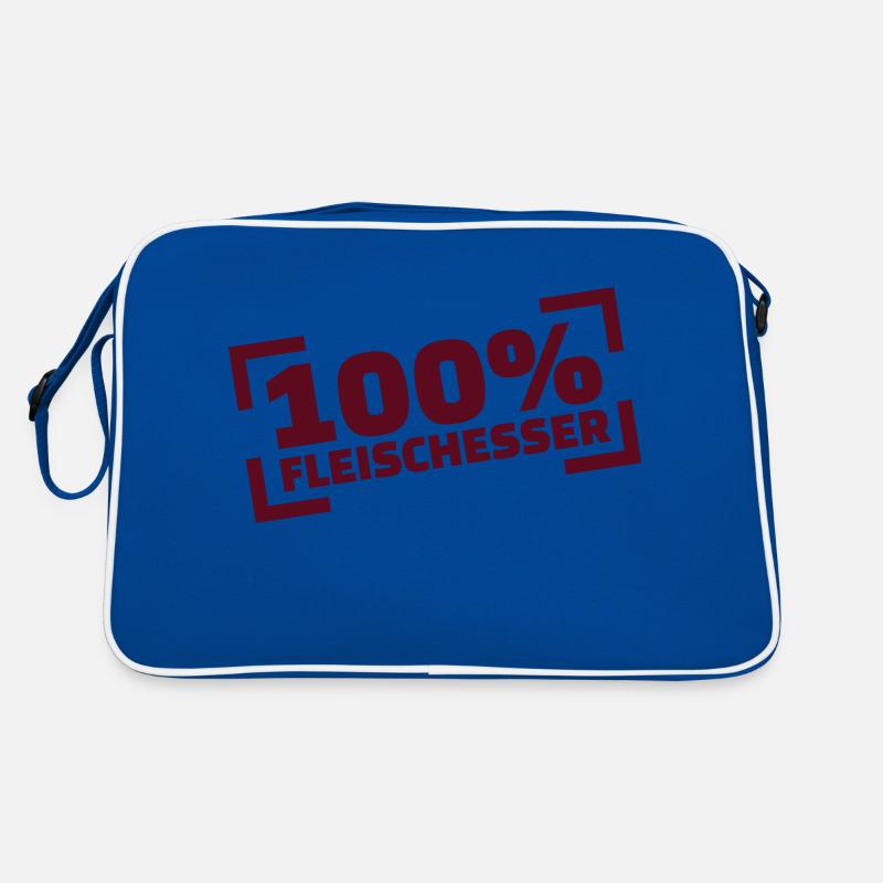 Fleisch - Retro Tasche - Blau/Weiß