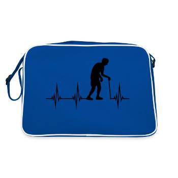 Opa Herzschlag EKG - Retro Tasche - Blau/Weiß - Hinten