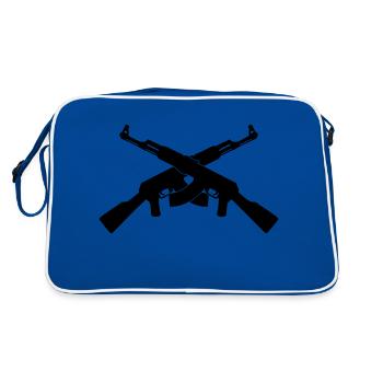 ak47 machine gun kalashnikov geek gamer fun - Retro Bag - blue/white - Back