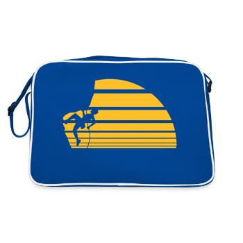 Sonne klippe mond nacht klettern seil linien - Retro Tasche - Blau/Weiß - Hinten