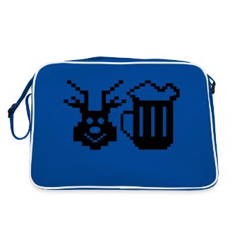 beer deer pixel - Retro Tasche - Blau/Weiß - Hinten