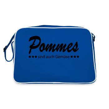 Pommes sind auch Gemüse - Retro Tasche - Blau/Weiß - Hinten