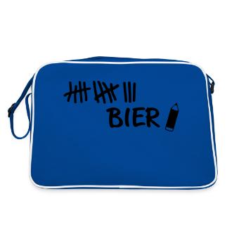 Striche - Bier Stift - Retro Tasche - Blau/Weiß - Hinten