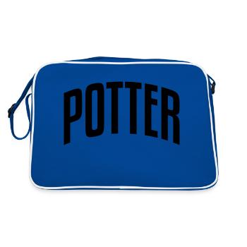 potter stylish arched text logo copy - Retro Bag - blue/white - Back
