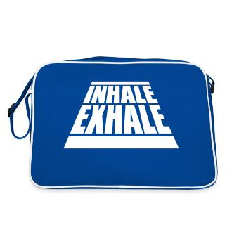 inhale exhale yoga quote - Retro Bag - blue/white - Back