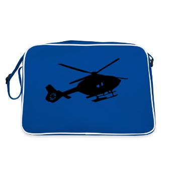 helikopter silhouette - Retro Tasche - Blau/Weiß - Hinten