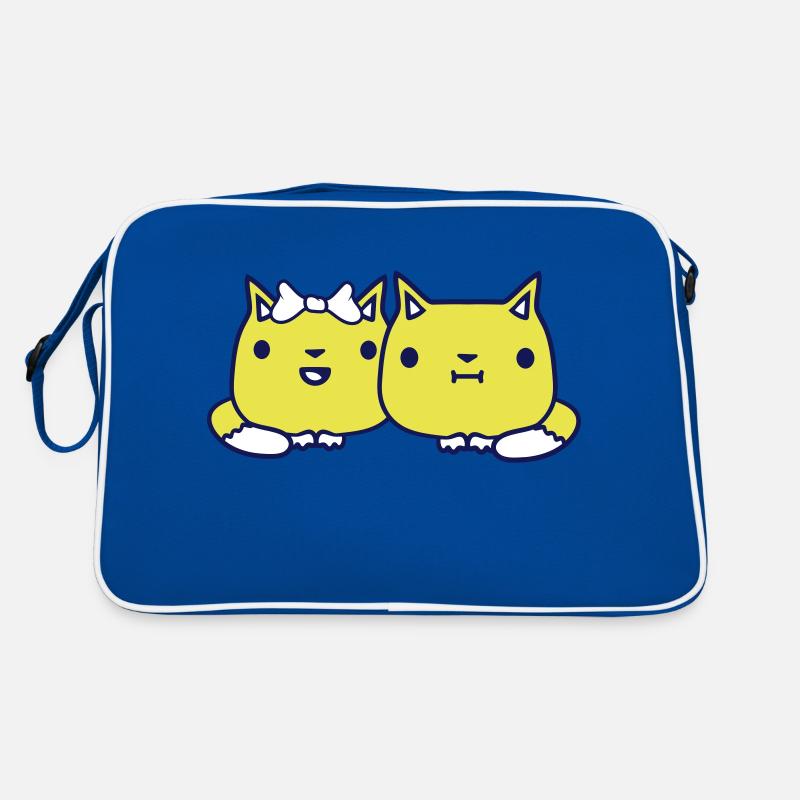 Zwei Katzen Paar 2 Romantisches verliebtes Pärchen Retro Tasche