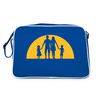 evening vacation sun family vacation 2 children schwi - Retro Bag - blue/white - Back