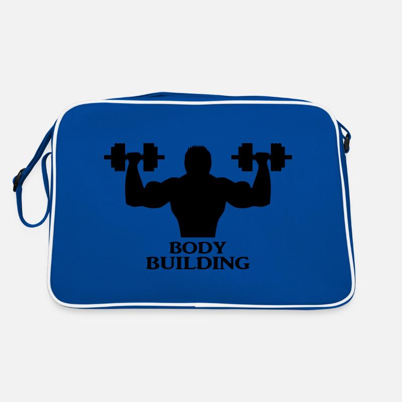 Bodybuilder mit Hanteln Retro Tasche