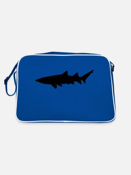Shark - Retro Tasche - Blau/Weiß - Hinten