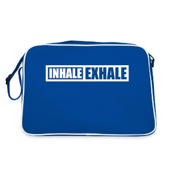 inhale exhale yoga quote - Retro Bag - blue/white - Back