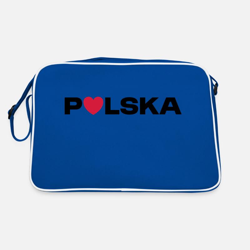 LOVE POLSKA Geschenk - Retro Tasche - Blau/Weiß