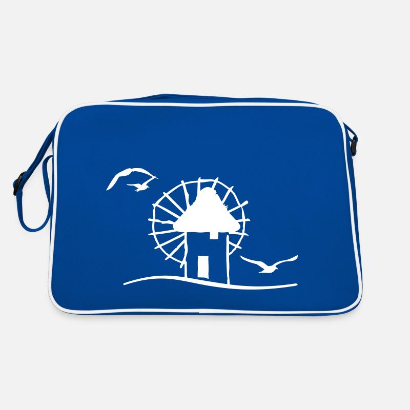 Griechische Windmühle / Greek windmill (1c) - Retro Tasche - Blau/Weiß