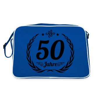 50 jahre kranz - Retro Tasche - Blau/Weiß - Hinten