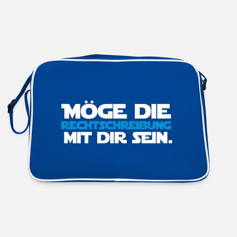 Möge die Rechtschreibung mit dir... Deutsch Lehrer - Retro Tasche - Blau/Weiß