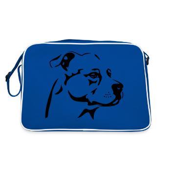 American Staffordshire Terrier head - Retro Bag - blue/white - Back