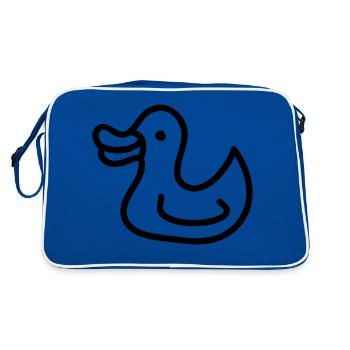 Entchen - Ente - Line - Retro Tasche - Blau/Weiß - Hinten