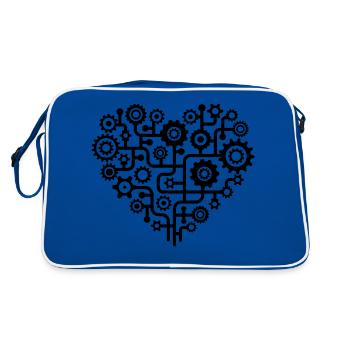 Love heart minimalist pattern t-shirt - Retro Bag - blue/white - Back