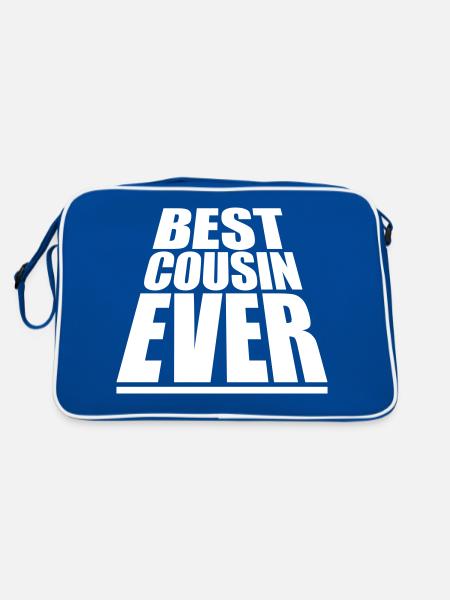 best cousin ever Zitat - Retro Tasche - Blau/Weiß - Hinten