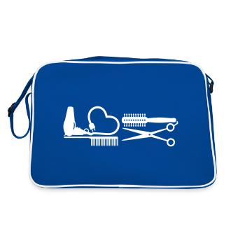 Friseur-Werkzeuge / Hair Stylist Tools (B 1c) - Retro Tasche - Blau/Weiß - Hinten