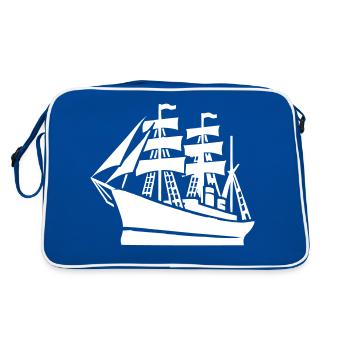 Schiff Schifffahrt - Retro Tasche - Blau/Weiß - Hinten