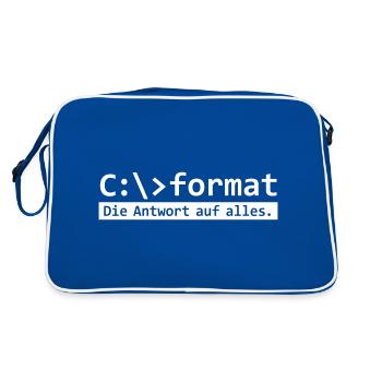 Format C - Formatierung Konsole Nerd Geek Retro - Retro Tasche - Blau/Weiß - Hinten