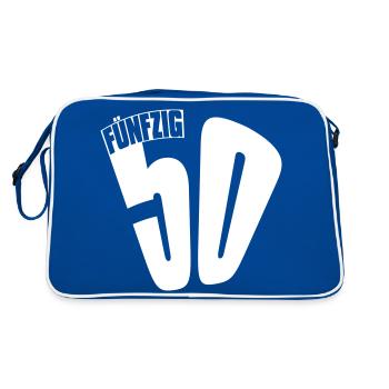 50. Geburtstag - Retro Tasche - Blau/Weiß - Hinten