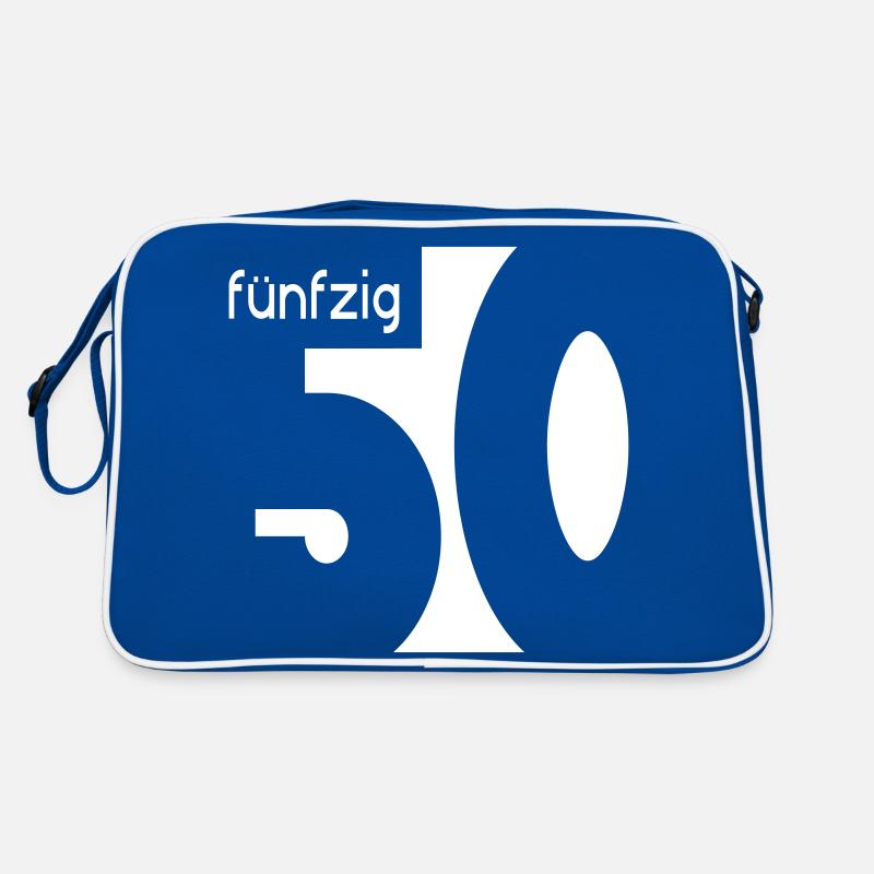 50. Geburtstag - Retro Tasche - Blau/Weiß