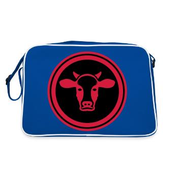 Symbole de la tête de vache - Sac Retro - bleu/blanc - Dos