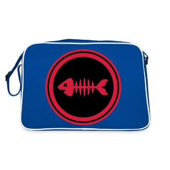 Fish Symbol Bone Bones - Retro Bag - blue/white - Back