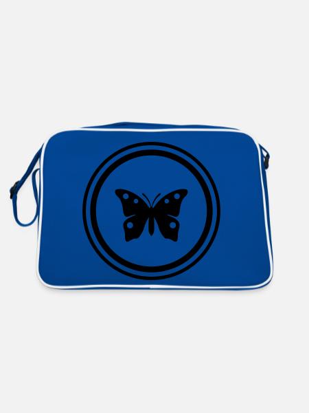 Schmetterling Symbol - Retro Tasche - Blau/Weiß - Hinten