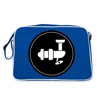 Fishing Reel Symbol Circle - Retro Bag - blue/white - Back