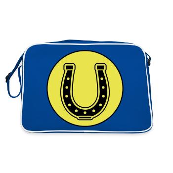 Hufeisen Symbol - Retro Tasche - Blau/Weiß - Hinten