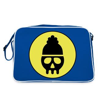 Skull kopf icon - Retro Tasche - Blau/Weiß - Hinten