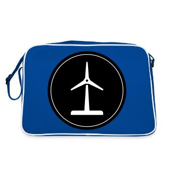 Windrad Silhouette - Retro Tasche - Blau/Weiß - Hinten