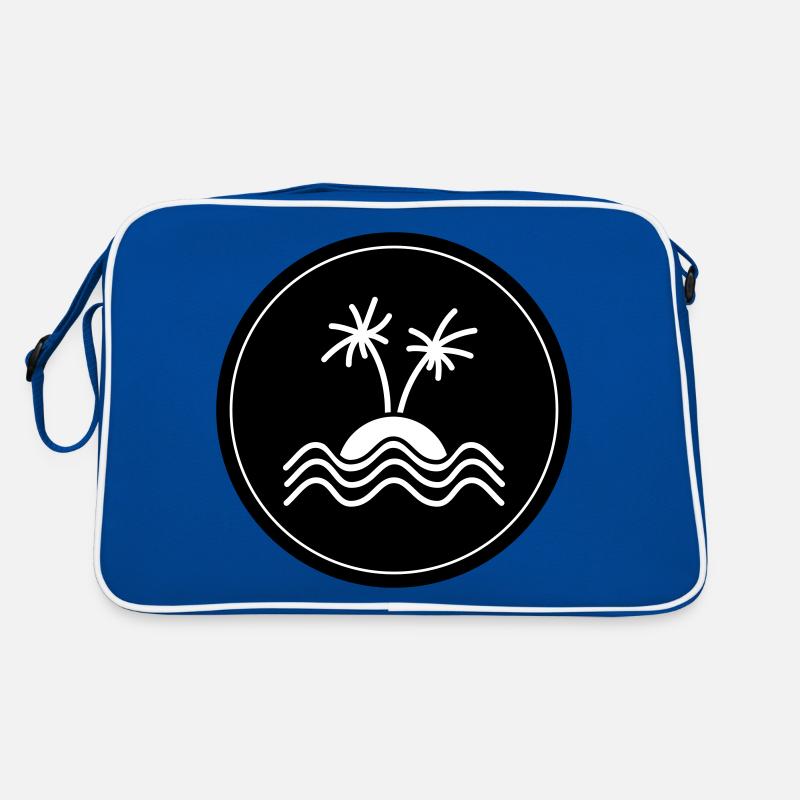 palme insel symbol - Retro Tasche - Blau/Weiß