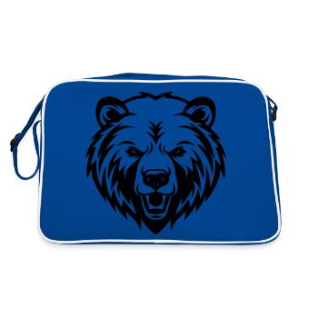 Tête de silhouette de grizzli d’ours - Sac Retro - bleu/blanc - Dos