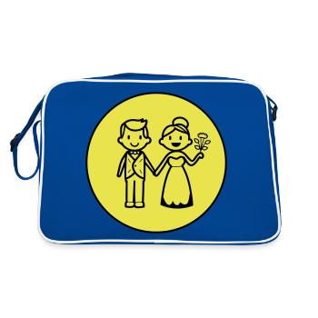 Icône de couple marié de jeunes mariés - Sac Retro - bleu/blanc - Dos