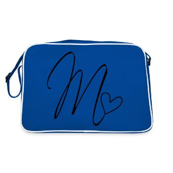 Lettre M Lettre-M Calligraphie - Sac Retro - bleu/blanc - Dos