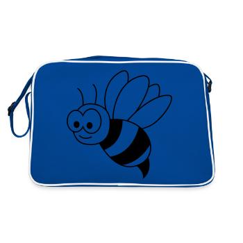 Honigbiene Comic Tier - Retro Tasche - Blau/Weiß - Hinten