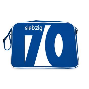 70. Geburtstag - Retro Tasche - Blau/Weiß - Hinten