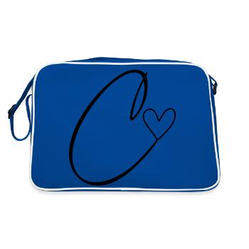 Buchstabe C Buchstabe-C Kalligrafie - Retro Tasche - Blau/Weiß - Hinten