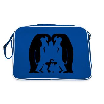 Penguin Family / Pinguin Familie - Eltern - Retro Tasche - Blau/Weiß - Hinten