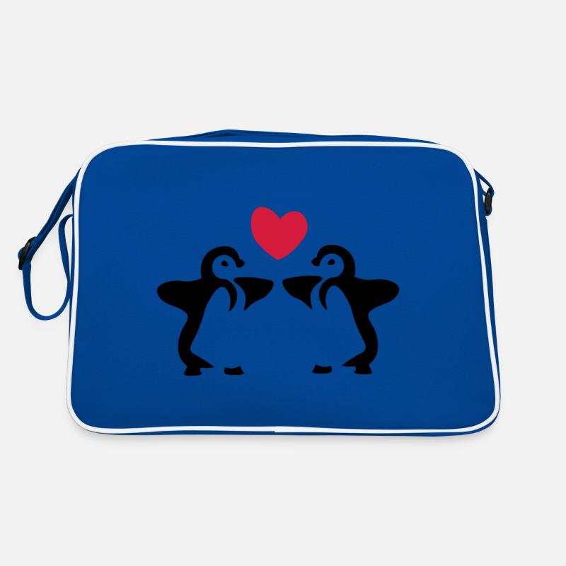 Frères et sœurs pingouin / jumeaux / idée cadeau - Sac Retro - bleu/blanc