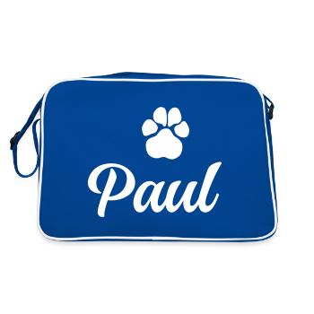 Nom du chien PAUL avec patte - Sac Retro - bleu/blanc - Dos
