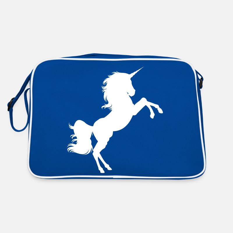 Unicorn / Einhorn Silhouette #3 - Retro Tasche - Blau/Weiß