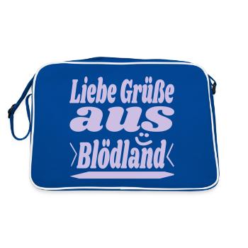 liebe grüße - Retro Tasche - Blau/Weiß - Hinten