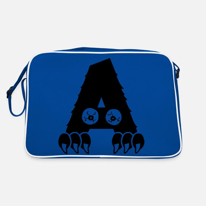 Monster Buchstabe A - Retro Tasche - Blau/Weiß
